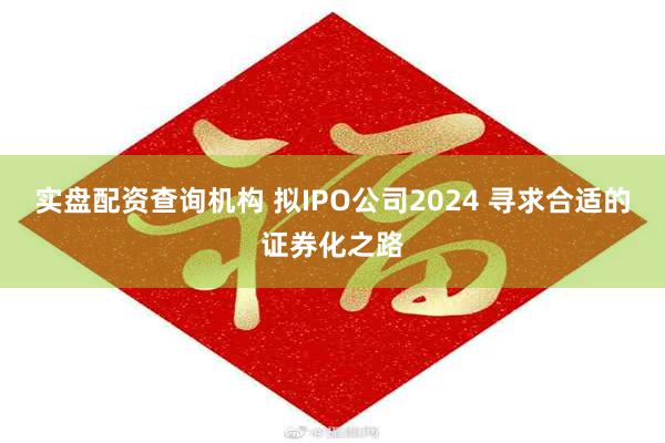 实盘配资查询机构 拟IPO公司2024 寻求合适的证券化之路