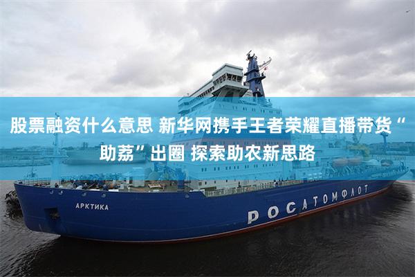 股票融资什么意思 新华网携手王者荣耀直播带货“助荔”出圈 探索助农新思路