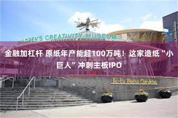 金融加杠杆 原纸年产能超100万吨！这家造纸“小巨人”冲刺主板IPO