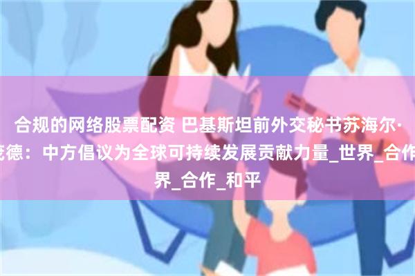 合规的网络股票配资 巴基斯坦前外交秘书苏海尔·马哈茂德：中方倡议为全球可持续发展贡献力量_世界_合作_和平
