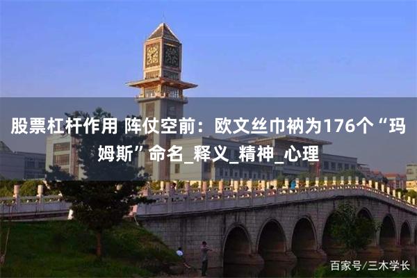 股票杠杆作用 阵仗空前：欧文丝巾衲为176个“玛姆斯”命名_释义_精神_心理