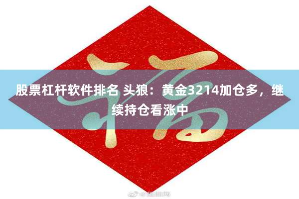 股票杠杆软件排名 头狼：黄金3214加仓多，继续持仓看涨中