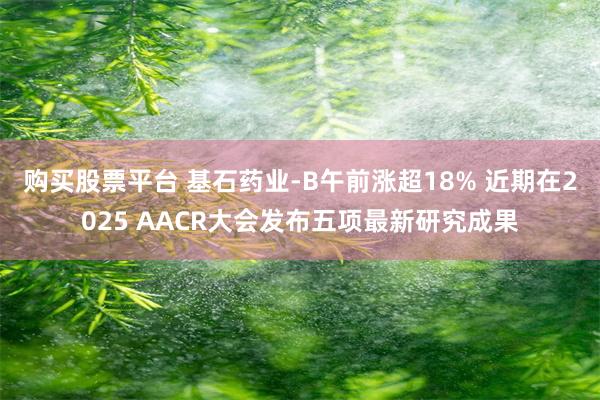 购买股票平台 基石药业-B午前涨超18% 近期在2025 AACR大会发布五项最新研究成果