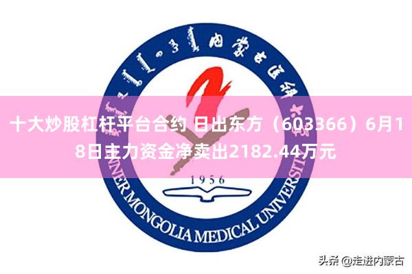 十大炒股杠杆平台合约 日出东方（603366）6月18日主力资金净卖出2182.44万元