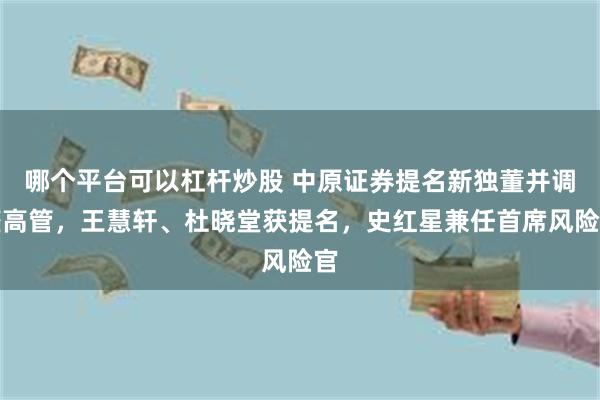 哪个平台可以杠杆炒股 中原证券提名新独董并调整高管，王慧轩、杜晓堂获提名，史红星兼任首席风险官