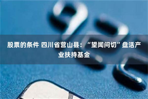 股票的条件 四川省营山县：“望闻问切”盘活产业扶持基金